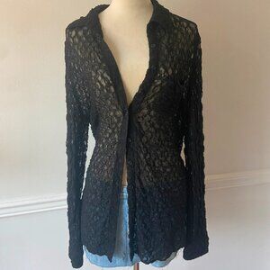 Black lace button up